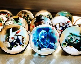 Alice in Wonderland Drawer Knob Sets, Whimsical BiFold Door Handle, Customizable Nursery Decor
