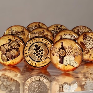 Rustic Vineyard Cabinet Knobs, Wine Cellar Drawer Pulls, Customizable Knob Sets, Wine Themed Decor