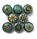 Turquoise Mandala Knobs / Set of 2 or More / Drawer Pull / Cabinet Knob / Office Desk Knob / Furniture Pull / Kitchen Knob / 1.5' Wood Knob