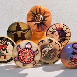 Southwest Tribal Knob & Pull Set for Kitchen Cabinet, Armoire, Credenza, Dresser Drawer, Cabinet Hardware and Doors, Personalized Gift