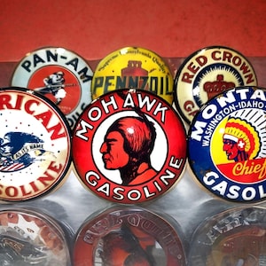 Vintage Gas & Oil Cabinet Knob, Rustic Garage Decor, Mancave Car Enthusiasts, Customizable Sets