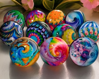 Vibrant Marble Knobs and Pulls, Handmade Drawer or Cabinet Knob with Customizable Sets