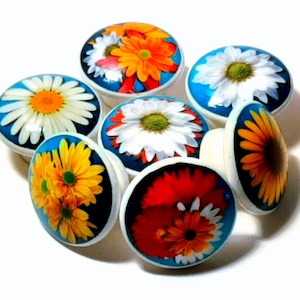 Customizable Floral Kitchen Cabinet Knob Sets, Spring Flower Dresser Drawer Pulls, Handmade Door Handle