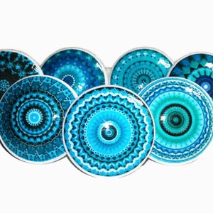 Teal Kaleidoscope Knob & Pull Set for Kitchen Cabinets, Dresser Drawer, Furniture Hardware - Wardrobe Door Handle - Office Desk - Ideal Gift