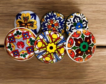 Kitchen Cabinet Knob Sets, Customizable Azulejos Majolica, Talavera Art Drawer Pulls for Stylish Decor