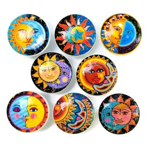 Whimsical Sun and Moon Knobs, Cabinet Drawer Pulls, Customizable Sets, Unique Nursery Accent