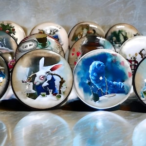 Alice in Wonderland Set of Knobs for Nursery or Child Room, Whimsical Vanity Knob, Custom Dresser Drawer Pull, Personalized Baby Shower Gift