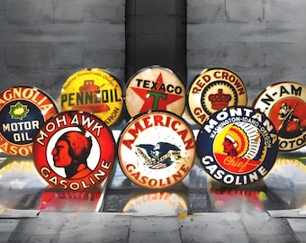 Vintage Gas Station Drawer Knobs, Customizable Cabinet Pull, Man Cave Decor Hardware