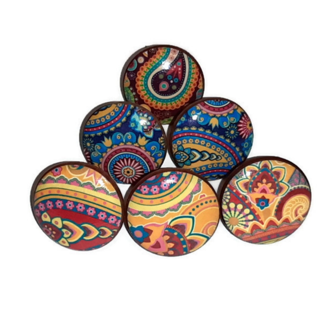 Boho Inspired Kitchen Cabinet Knob Sets, Paisley Style Knob for Dresser ...