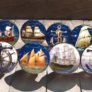 Nautical Ship Cabinet Knobs, Coastal Drawer Pulls, Customizable Knob Sets for Beach House
