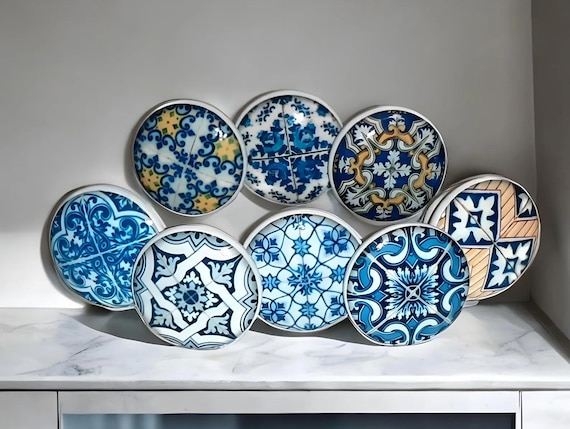 Blue Azulejos Cabinet Knobs, Talavera Dresser Drawer Pulls, Handmade Customizable Sets - Etsy Blue Azulejos Cabinet Knobs, Talavera Dresser Drawer Pulls, Handmade Customizable Sets - Etsy