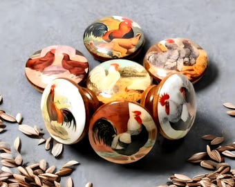 Hens and Chicks Cabinet and Drawer Knobs, Farmhouse-Inspired Hardware, Customizable Charming Knob Sets
