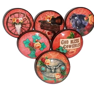 Boho Country Cowgirl Knob & Pull Set:  Customizable Cabinetry Furniture Hardware, Handmade Knob