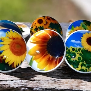 Elegant Sunflower Cabinet Knob Set: Customizable Drawer Pull, Bifold Door Handle
