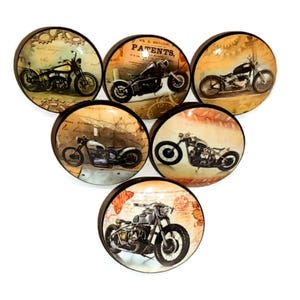 Vintage Motorcycle Knob & Pull Set for Dresser Drawer, Wardrobe, Man Cave, Garage Cabinets, Furniture Hardware, Office Desk, Gift for Him