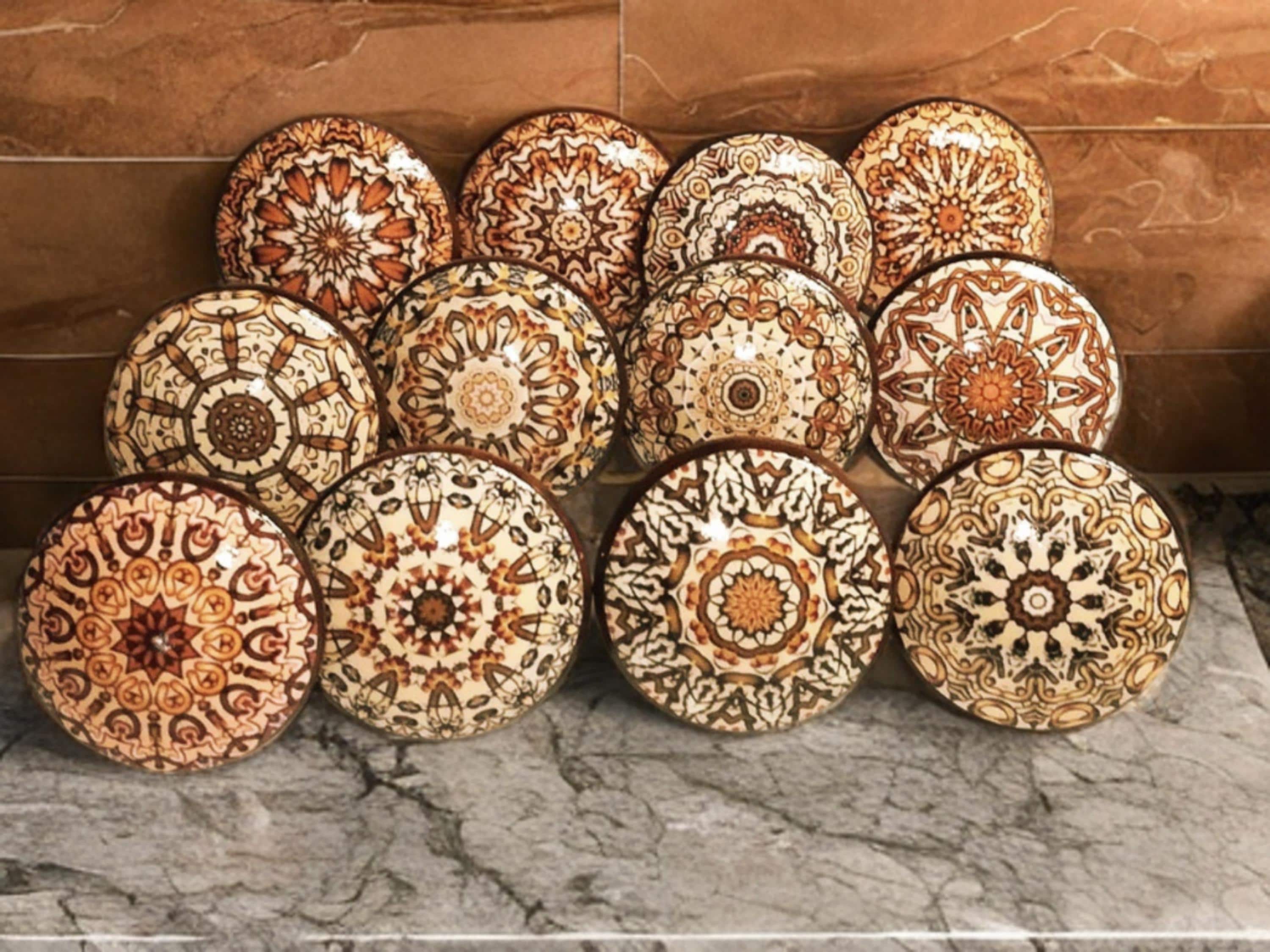 Exquisite Lil Country Mandala Knob & Pull Set - Customizable Kitchen Cabinet Hardware, Shabby Chic Design Door Handle, Handmade Artisan Gift
