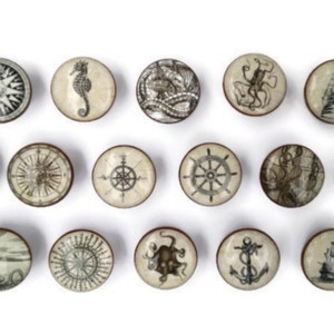 Vintage Nautical Cabinet Knob Set, Coastal Accent Knob & Pull, Furniture Hardware Handle - Customizable Drawer Knob - Boat House Decor Gift