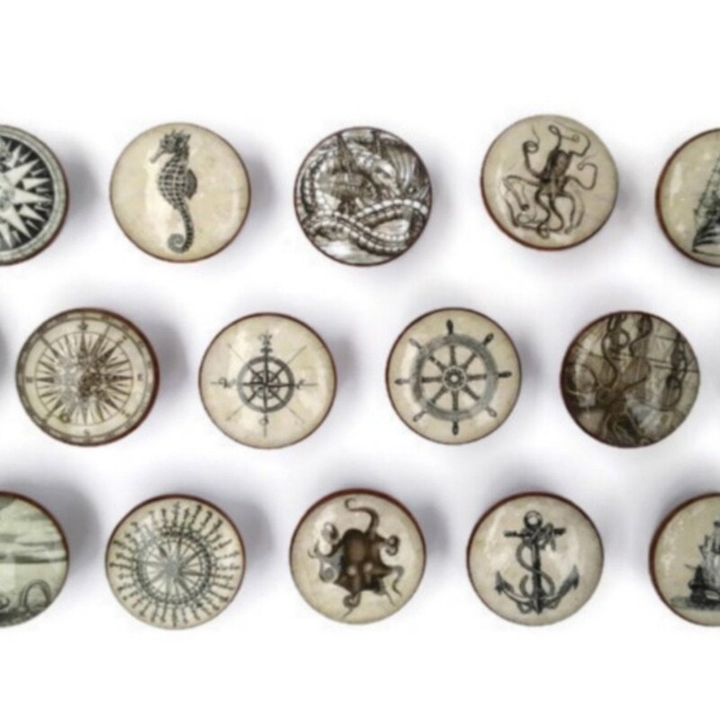thumbnail image 2 of Nautical Anchor Cabinet Knob With Red Banner – Dresser Or Drawer Pull 2 of 2