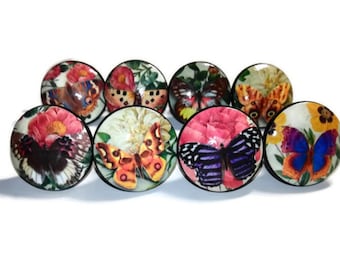 Handmade Butterfly Cabinet Knobs, Vintage Drawer Pulls for Dressers, Desks & Cabinets