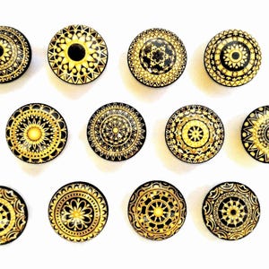 Black and Gold Kitchen Cabinet Knob Set, Kaleidoscope Knob & Pull for Dresser Drawer, Vanity, Linen Cabinet, Bifold Door, Furniture Hardware