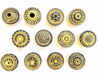 Black and Gold Kitchen Cabinet Knob Set, Kaleidoscope Knob & Pull for Dresser Drawer, Vanity, Linen Cabinet, Bifold Door, Furniture Hardware