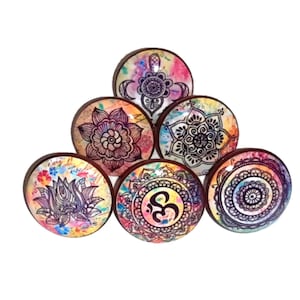 Boho Watercolor Cabinet Knob Sets: Shabby Chic Drawer Knob, Customize Door Handle