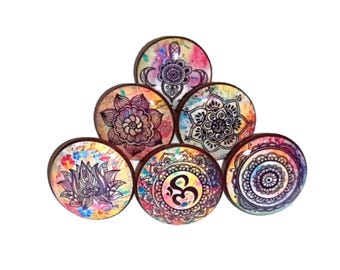Customizable Boho Watercolor Cabinet Knob Sets, Shabby Chic Drawer Knobs, Unique Door Handles