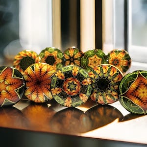 Emerald Kaleidoscope Cabinet Knobs, Unique Drawer Pulls & Bifold Door Handles, Customizable Sets