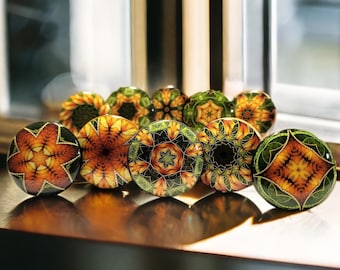 Emerald Kaleidoscope Cabinet Knobs, Unique Drawer Pulls & Bifold Door Handles, Customizable Sets
