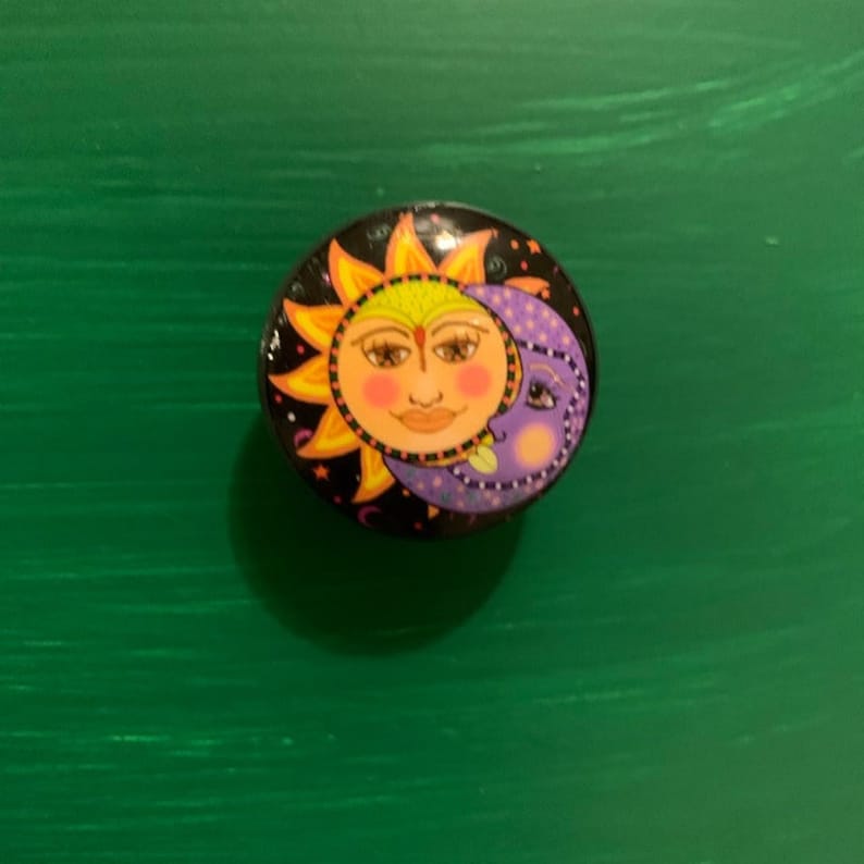 Funky Sun Moon Knob Set Drawer Knob Desk Knob Drawer Pull Etsy