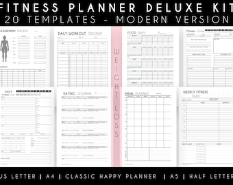 Fitness Planner Bundle: Weight Loss, Workout, Health Journal (Digital Download)