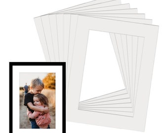 Picture Frame Mounts, All Sizes Machine Bevel Cut, White Core, Acid-Free, Pack of 2, 4, 10, 20,  Photo Frame Matts, Mounting Boards For Art