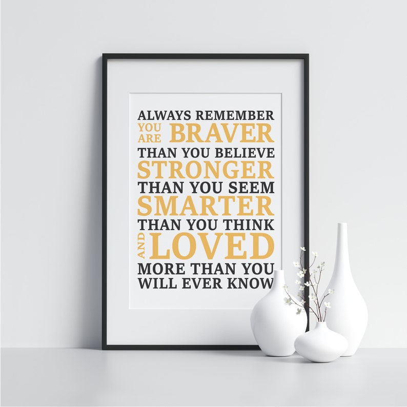 Always Remember You Are Braver Typography Wall Art Framed Etsy