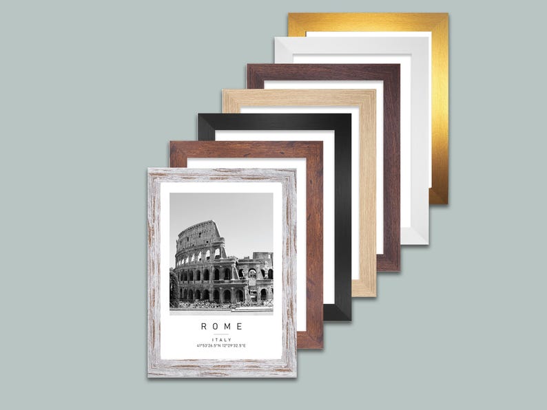 Distressed Wood A4 Picture Frame 14x11, Gold A2 With Mount, Rustic