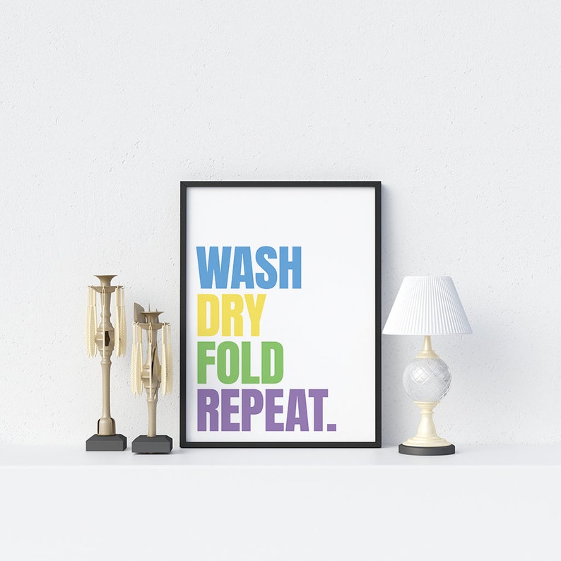 Laundry Wall Prints Utility Room Wall Art Apartment Decor Wash Dry Fold Repeat Washing Room Sign Laundry Room Sign Scandinavian Art