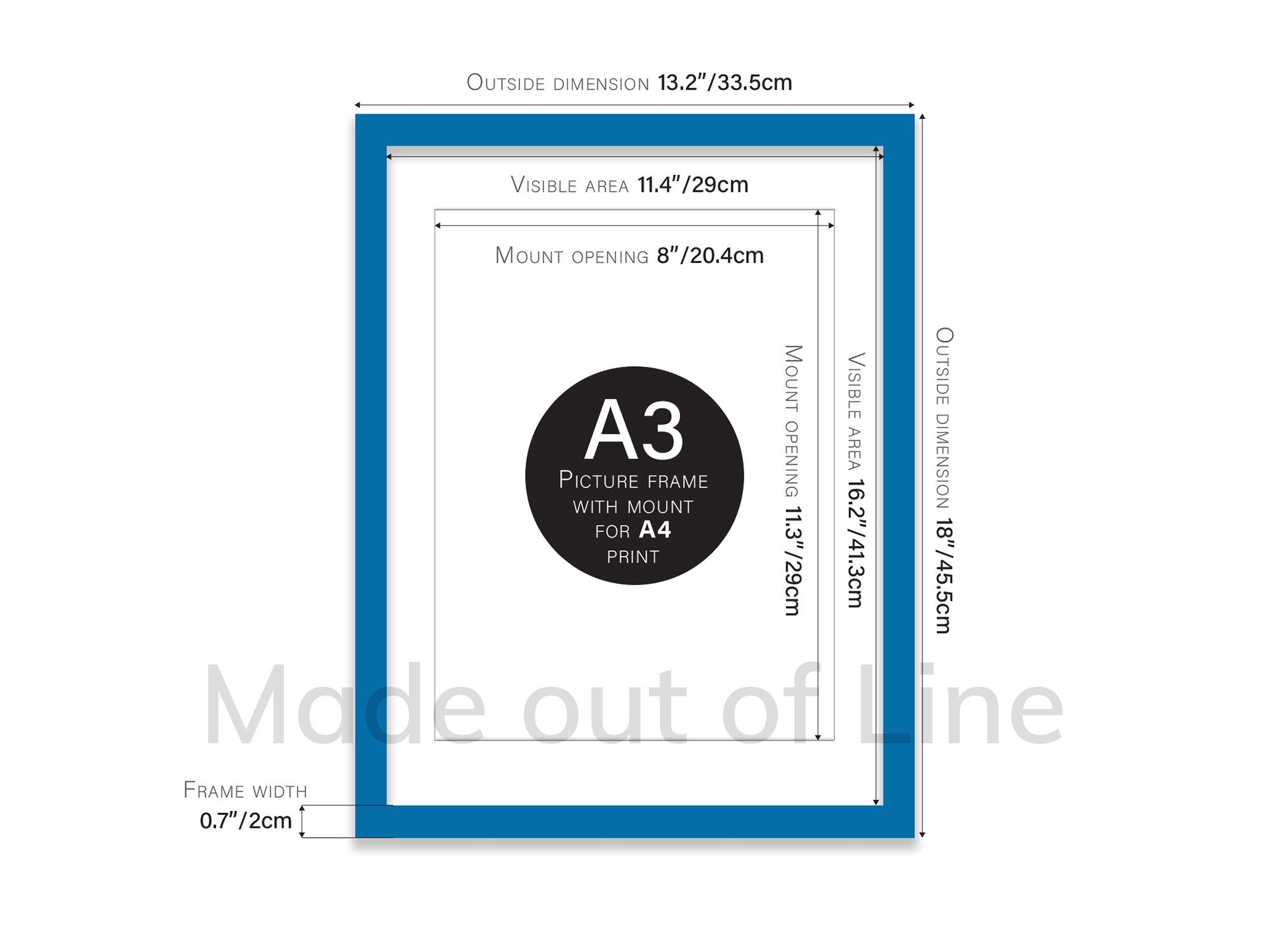 A3 Blue Picture Frame A3 Poster Frame Photo Frame Blue A3 Etsy