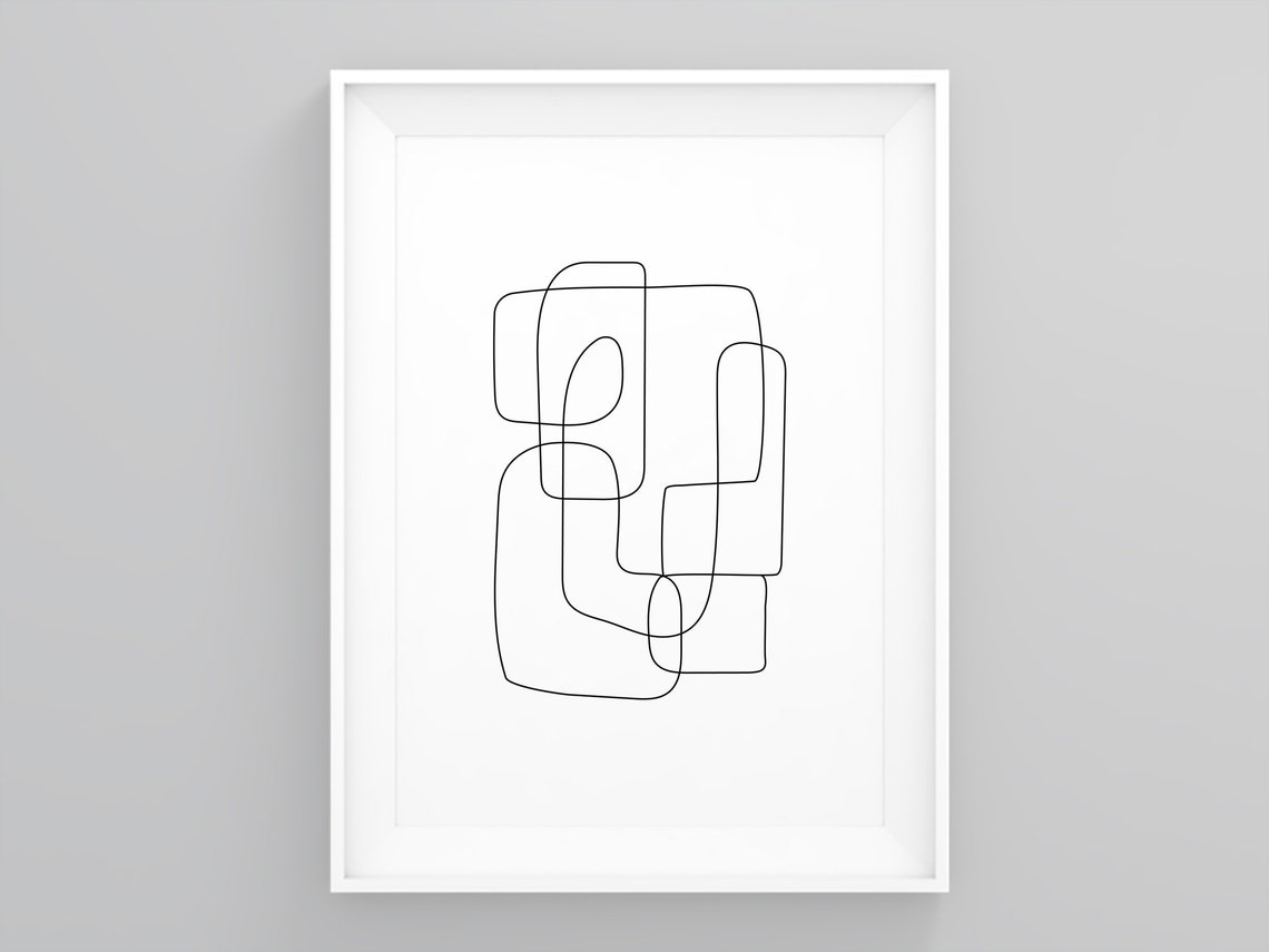 Simplistic Modre Line Drawing Conceptual Single Line Drawing, Graphic Print , Minimalist Wall Art ...