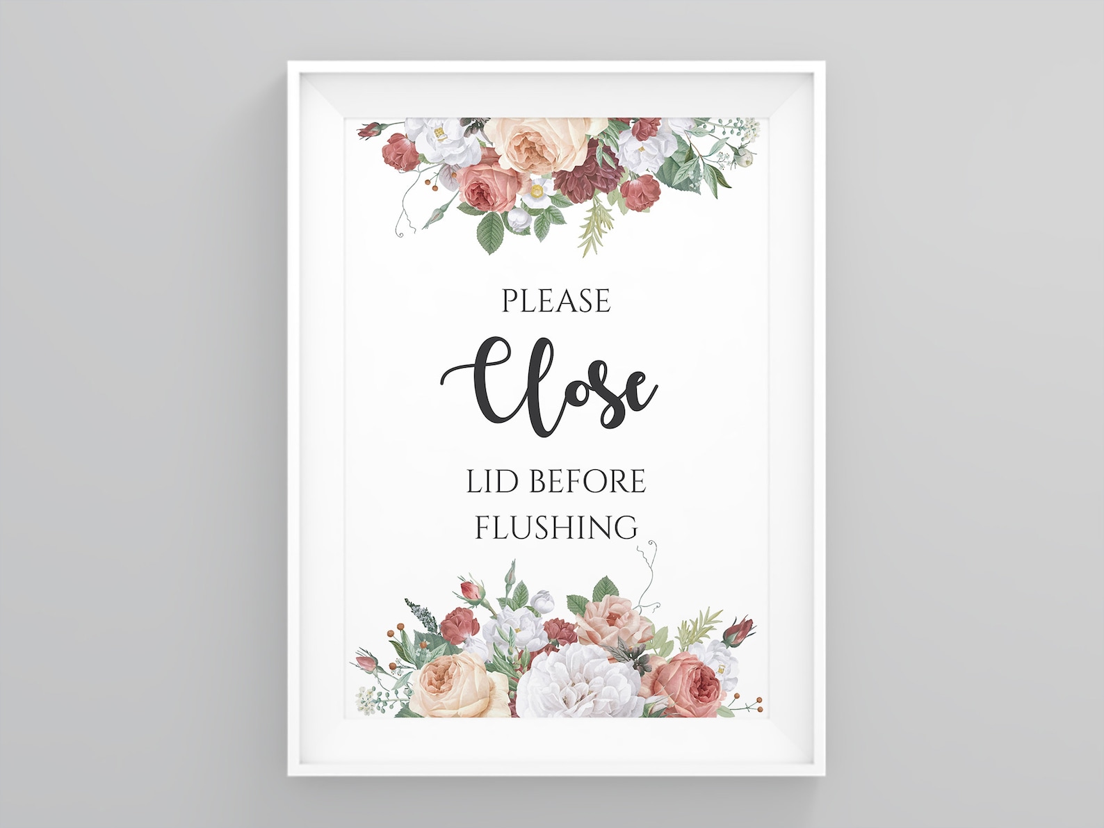 Please Close Lid Before Flushing Bathroom Quotes Art Funny Etsy