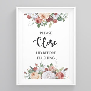 Please Close Lid Before Flushing, Bathroom Quotes Art, Funny Bathroom Print, Bathroom Wall Decor, Graphic Print, Minimalist Print,