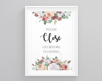 Please Close Lid Before Flushing, Bathroom Quotes Art, Funny Bathroom Print, Bathroom Wall Decor, Graphic Print, Minimalist Print,