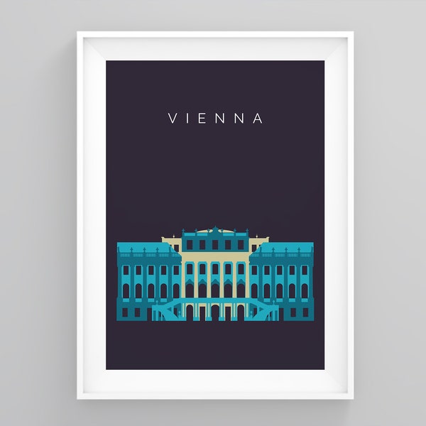 Wiener Wahrzeichen Druck, Schloss Sch'nbrunn, Skyline Druck, Wien Reise Geschenk, Wanderlust Druck, Reise-Druck, Reise-Geschenk, gerahmt Drucke,