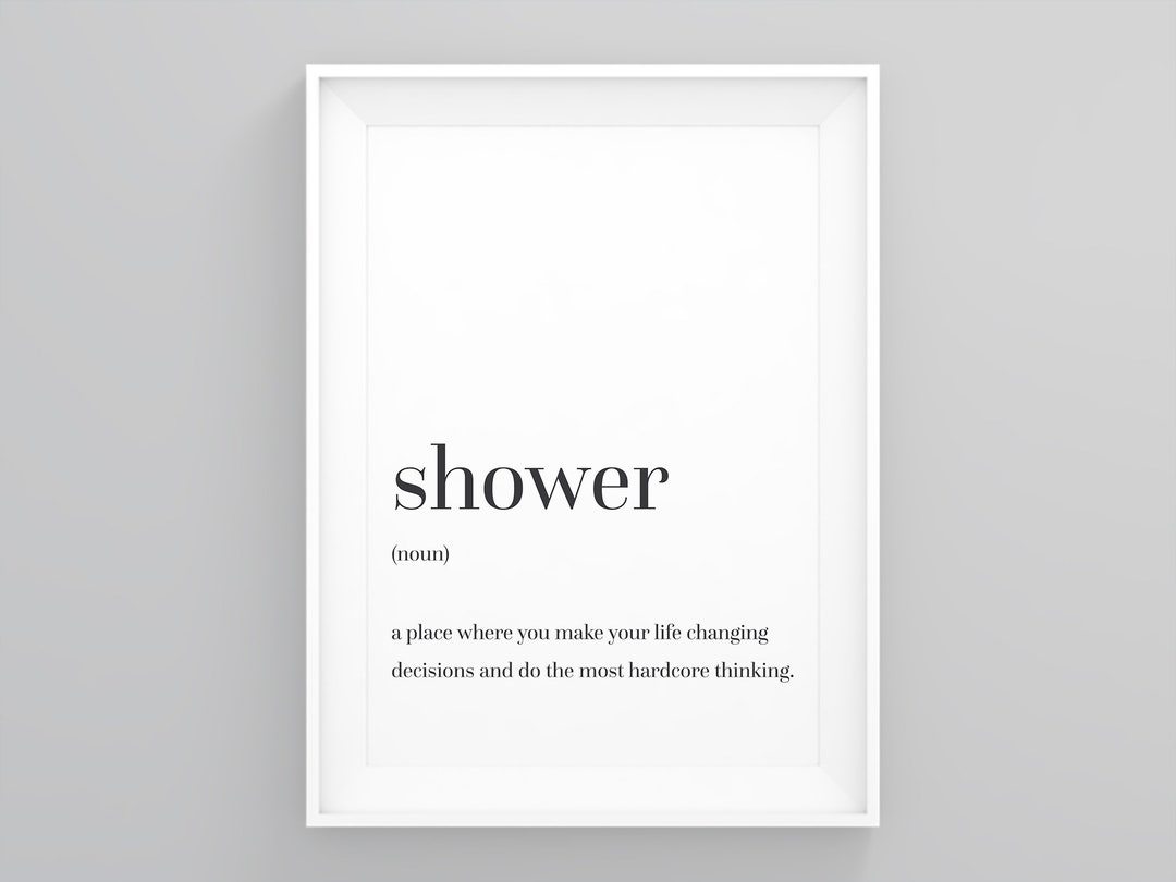 Shower Definition Print, Framed Toilet Print, Framed Bathroom Art