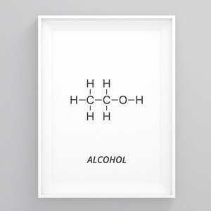 Alcohol Molecule Poster, Science Wall Decor, Molecule Symbol, Chemistry Poster, Typography Wall Art, Framed Prints, Home Print