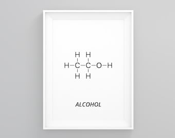 Alcohol Molecule Poster, Science Wall Decor, Molecule Symbol, Chemistry Poster, Typography Wall Art, Framed Prints, Home Print