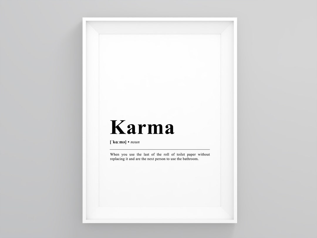 Karma Dictionary Print Funny Definition Art Minimalist Wall Etsy