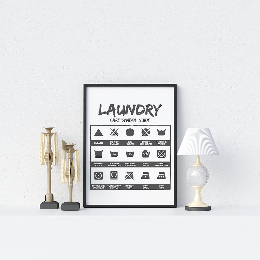 11x17 Laundry Room Poster Wash Symbol Guide Print Art Sticker Decor -  LAMINATED