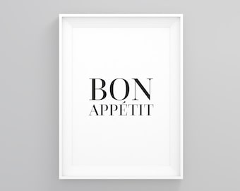 Bon Appetit, Baker Gift, Kitchen Prints, Food Wall Art, Minimalist Print, Scandinavian Art, New Home Print, Wall Art Print, Scandinavian Art