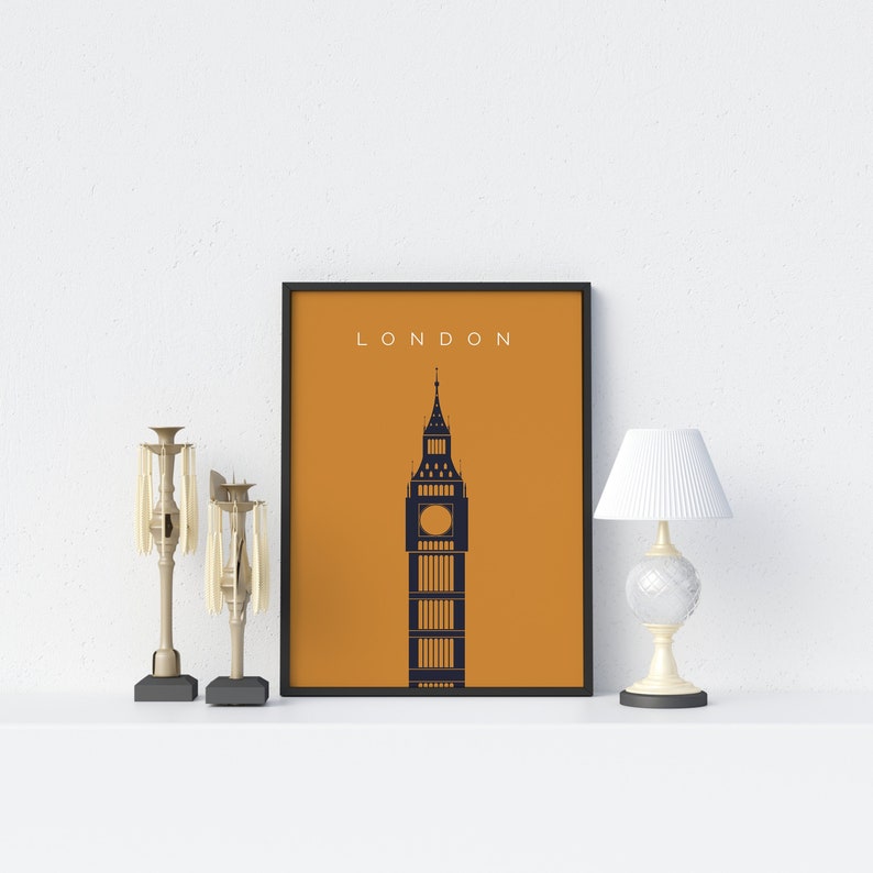 London Travel Wall Art, Bigben Vintage Travel Posters, London Wall Art, Poster, Travel Poster, Art Deco Travel Posters, Travel Wall Decor image 3