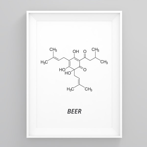 Beer Molecule Print, Geek Art, Chemistry Art, Science Wall Decor, Quote Wall Art, Digital Print, Typography Wall Art, Large Poster, Wall Art