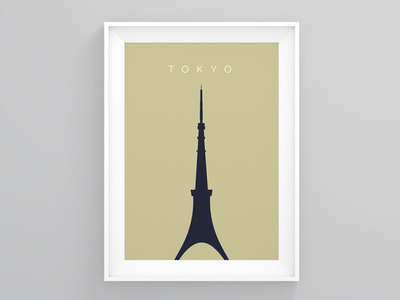 Tokyo Art Deco Travel Posters, Tokyo Tower Travel Print, Tokyo Minimalistic Travel Poster, Wall Art, Tokyo Tower Travel Poster, Wanderlust